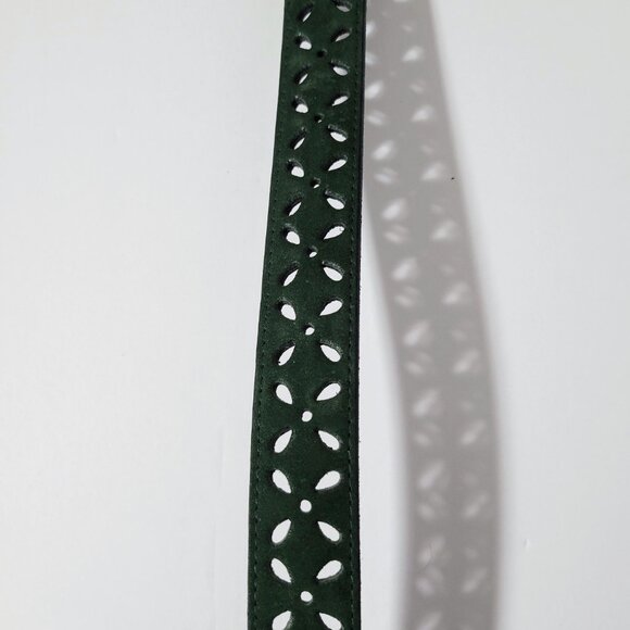 Women's Evergreen Flower Cutouts Genuine Suede Leather Belt Size L Made in USA - Picture 5 of 9